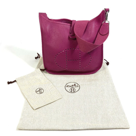 HERMES Shoulder Bag Taurillon Clemence Purple type Evelyn3 PM Troyes Women Used Authentic