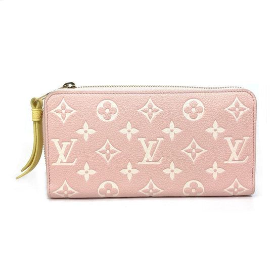 LOUIS VUITTON Long Wallet Purse M81279 Monogram Ann Platt Leather Pink x beige x yellow Monogram Ann Platt Zippy wallet Women Used Authentic