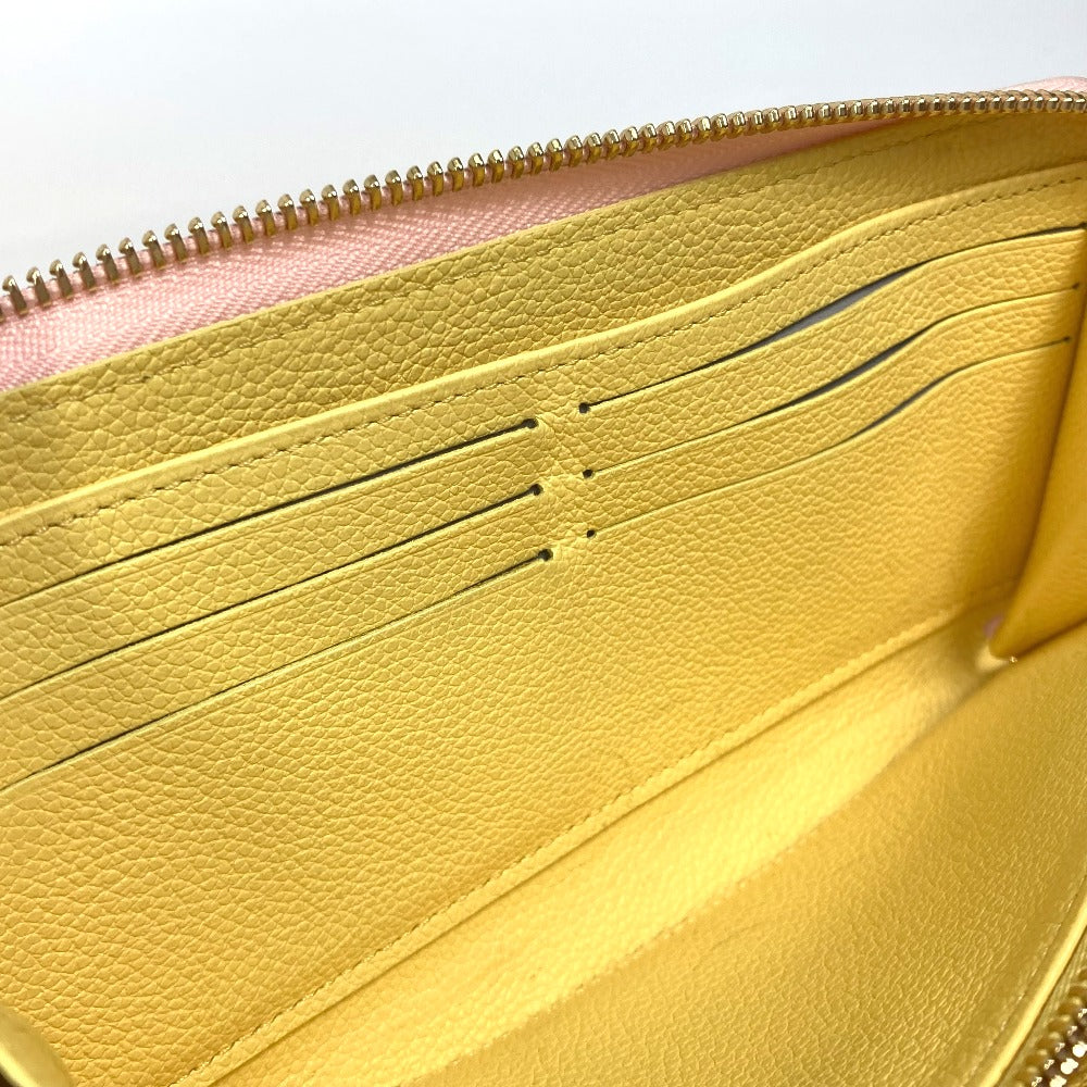 LOUIS VUITTON Long Wallet Purse M81279 Monogram Ann Platt Leather Pink x beige x yellow Monogram Ann Platt Zippy wallet Women Used Authentic