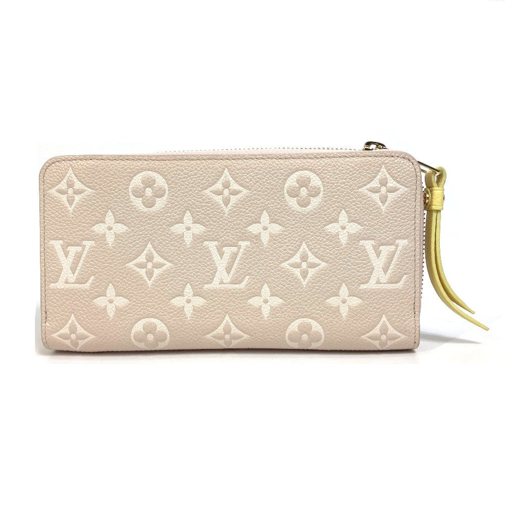 LOUIS VUITTON Long Wallet Purse M81279 Monogram Ann Platt Leather Pink x beige x yellow Monogram Ann Platt Zippy wallet Women Used Authentic
