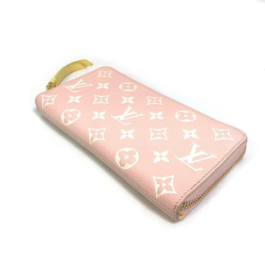 LOUIS VUITTON Long Wallet Purse M81279 Monogram Ann Platt Leather Pink x beige x yellow Monogram Ann Platt Zippy wallet Women Used Authentic