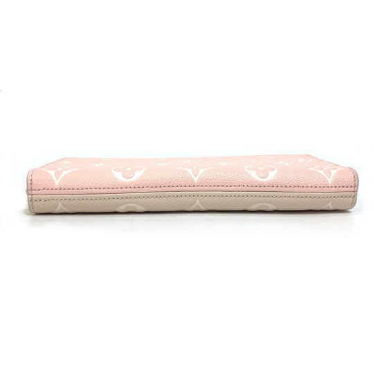 LOUIS VUITTON Long Wallet Purse M81279 Monogram Ann Platt Leather Pink x beige x yellow Monogram Ann Platt Zippy wallet Women Used Authentic