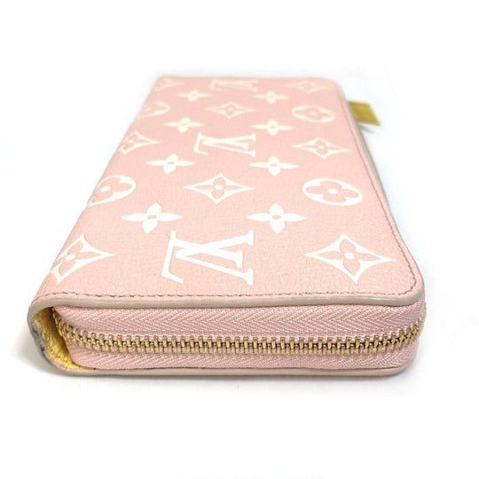 LOUIS VUITTON Long Wallet Purse M81279 Monogram Ann Platt Leather Pink x beige x yellow Monogram Ann Platt Zippy wallet Women Used Authentic