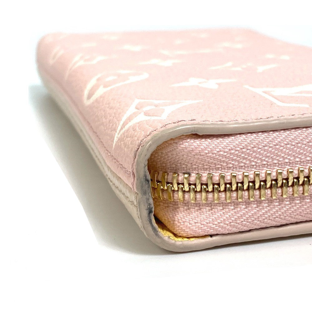 LOUIS VUITTON Long Wallet Purse M81279 Monogram Ann Platt Leather Pink x beige x yellow Monogram Ann Platt Zippy wallet Women Used Authentic