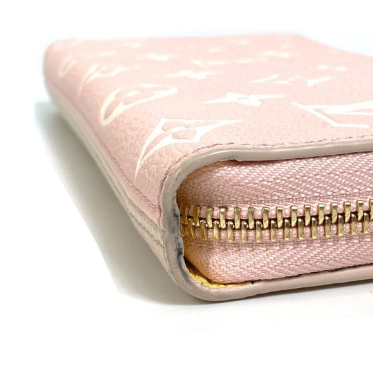 LOUIS VUITTON Long Wallet Purse M81279 Monogram Ann Platt Leather Pink x beige x yellow Monogram Ann Platt Zippy wallet Women Used Authentic