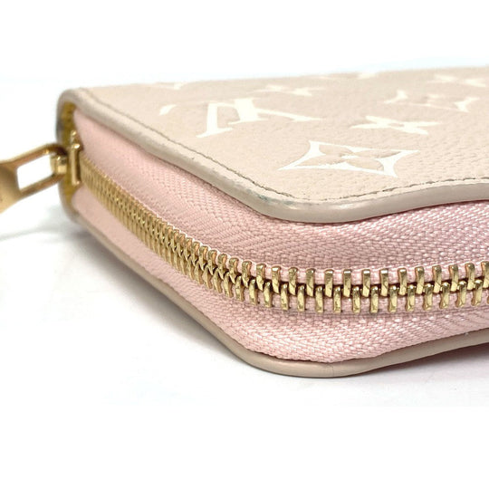 LOUIS VUITTON Long Wallet Purse M81279 Monogram Ann Platt Leather Pink x beige x yellow Monogram Ann Platt Zippy wallet Women Used Authentic