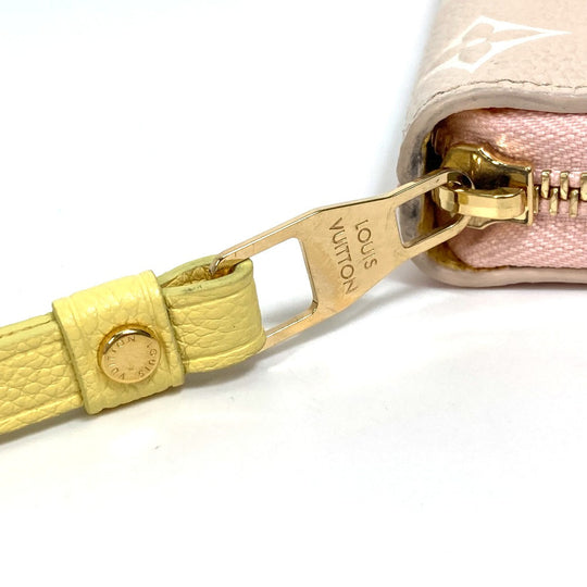 LOUIS VUITTON Long Wallet Purse M81279 Monogram Ann Platt Leather Pink x beige x yellow Monogram Ann Platt Zippy wallet Women Used Authentic