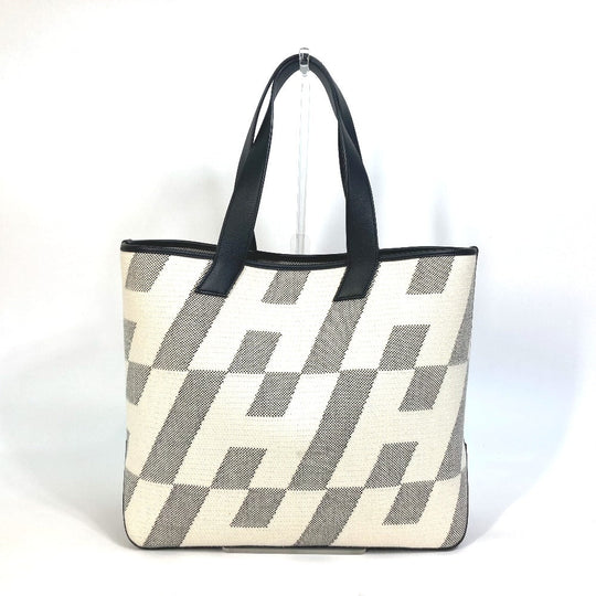 HERMES Tote Bag Canvas, Vaux Swift Black / White / Gray Hippo Bias H 40 Ambier GM Women Used Authentic