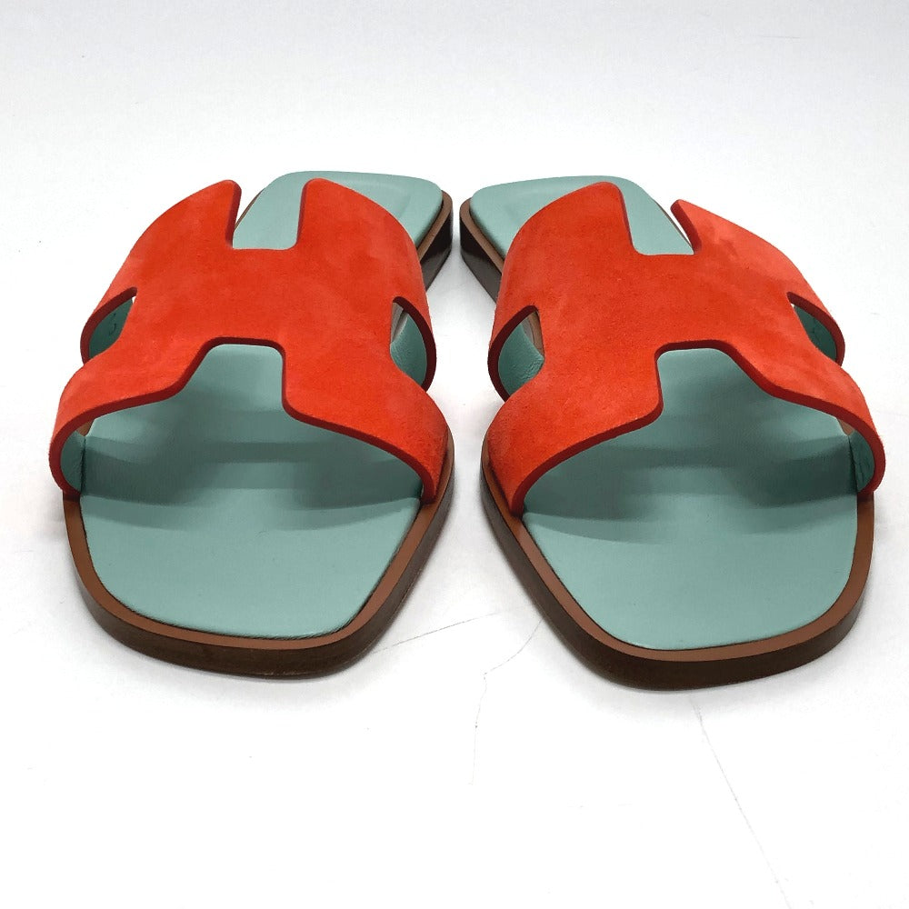 HERMES Sandals Leather / suede Orange H logo Oasis Women 36.5 Used Authentic