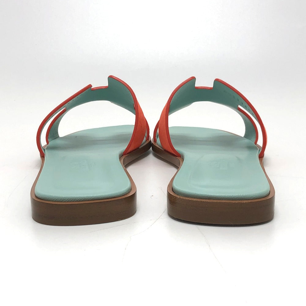 HERMES Sandals Leather / suede Orange H logo Oasis Women 36.5 Used Authentic