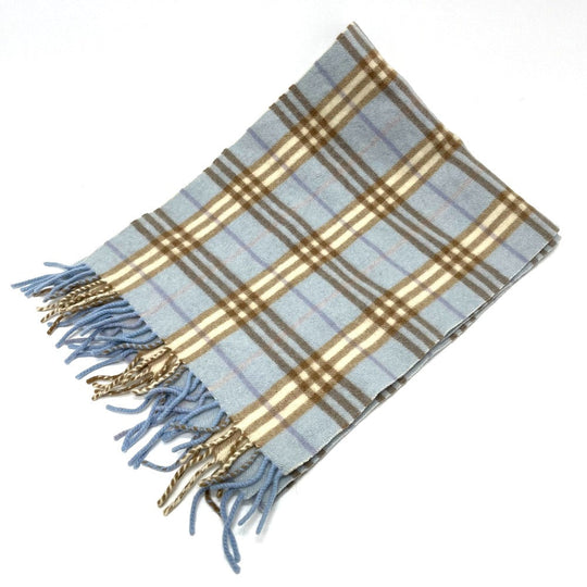 BURBERRY Scarf Wool / cashmere blue check New tag/fringe unisex(Unisex) Used Authentic