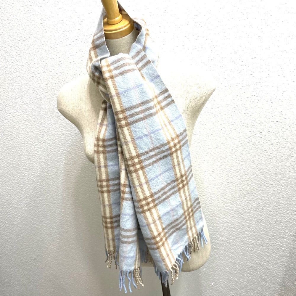BURBERRY Scarf Wool / cashmere blue check New tag/fringe unisex(Unisex) Used Authentic