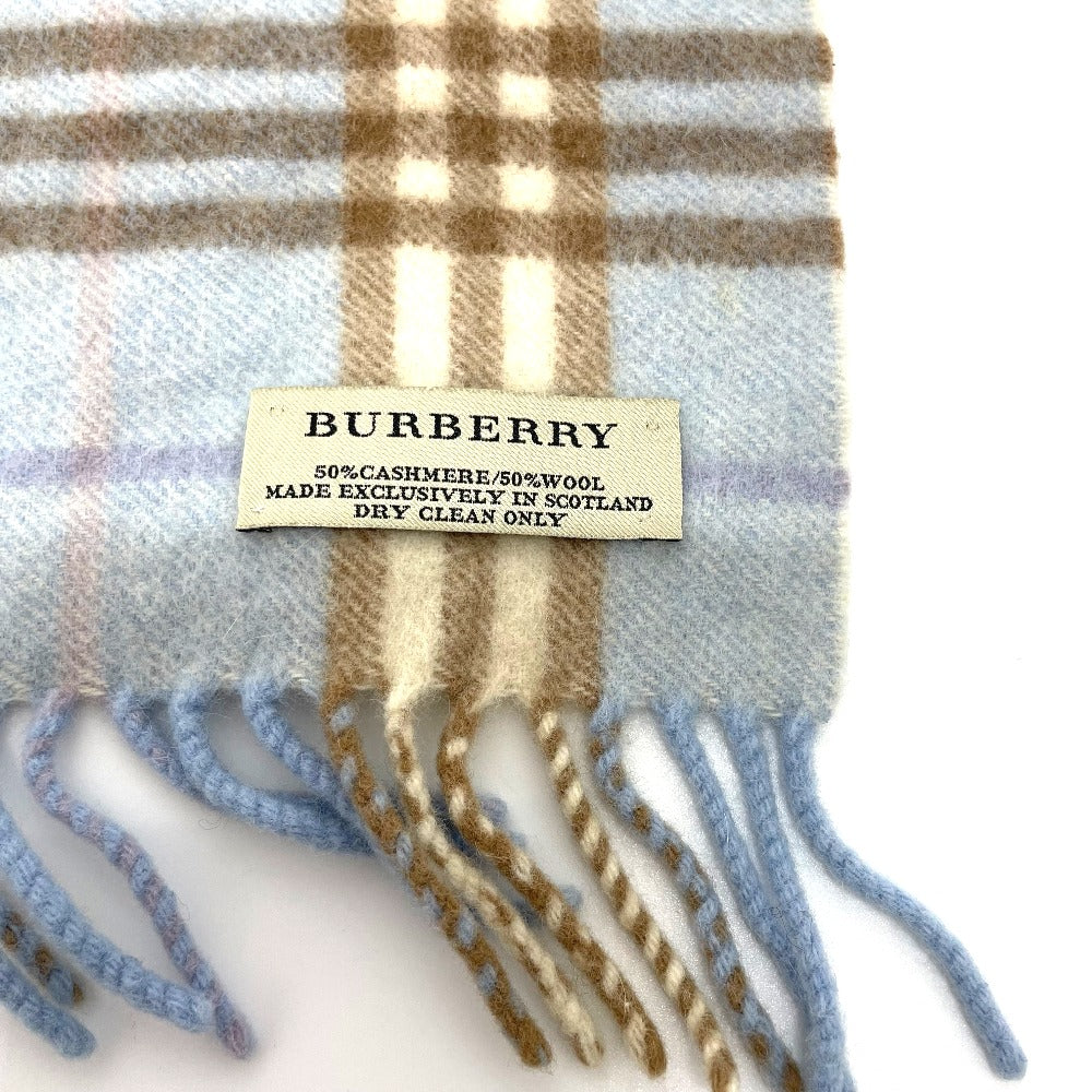 BURBERRY Scarf Wool / cashmere blue check New tag/fringe unisex(Unisex) Used Authentic