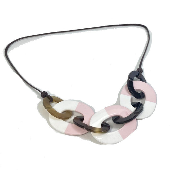 HERMES Necklace Buffalo horn pink Accessories Dip Die Necklace Women Used Authentic