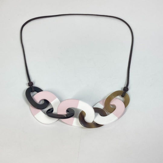 HERMES Necklace Buffalo horn pink Accessories Dip Die Necklace Women Used Authentic