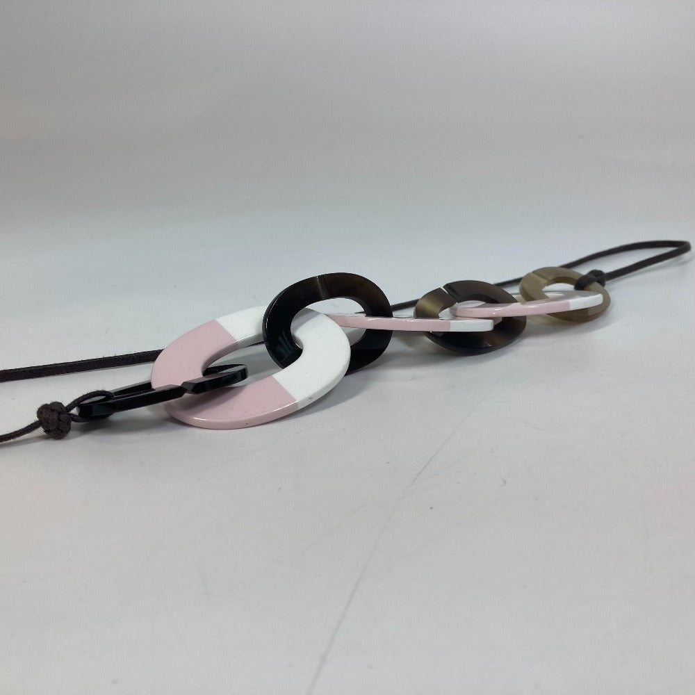HERMES Necklace Buffalo horn pink Accessories Dip Die Necklace Women Used Authentic
