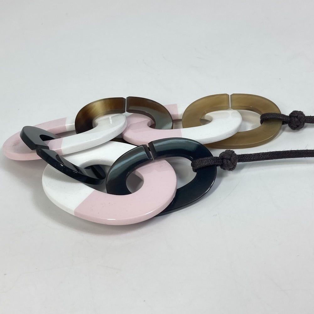 HERMES Necklace Buffalo horn pink Accessories Dip Die Necklace Women Used Authentic