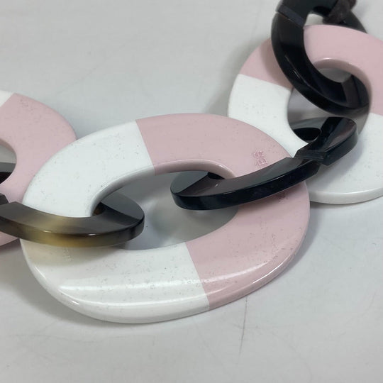 HERMES Necklace Buffalo horn pink Accessories Dip Die Necklace Women Used Authentic