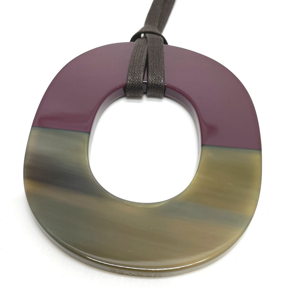 HERMES Necklace Buffalo horn Brown x Purple Women Used Authentic