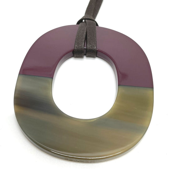 HERMES Necklace Buffalo horn Brown x Purple Women Used Authentic