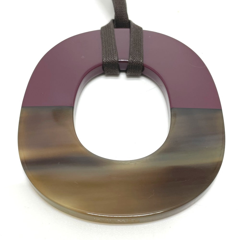 HERMES Necklace Buffalo horn Brown x Purple Women Used Authentic