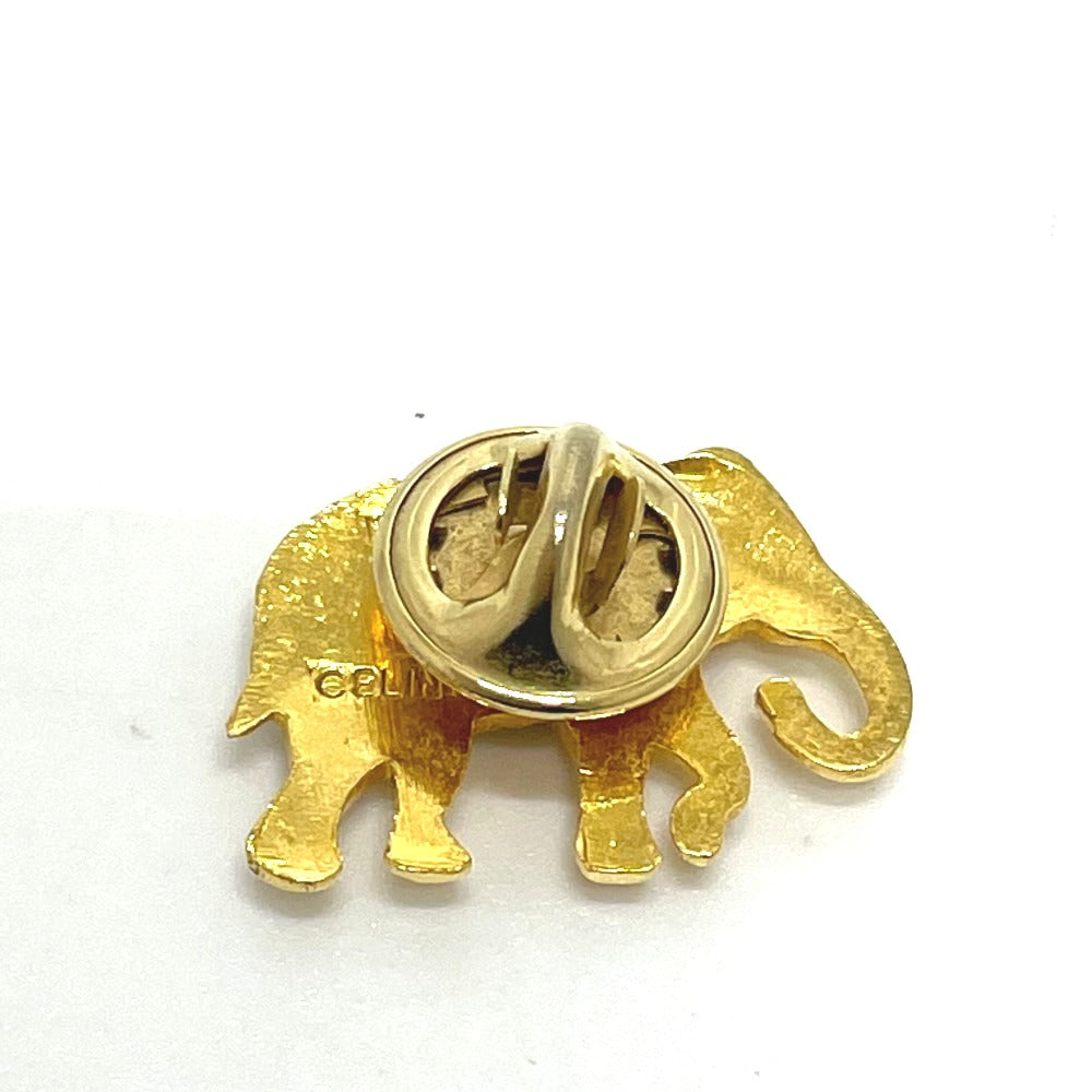 CELINE Brooch Gold Plated, Rhinestone gold Pin Brooch Women Used Authentic