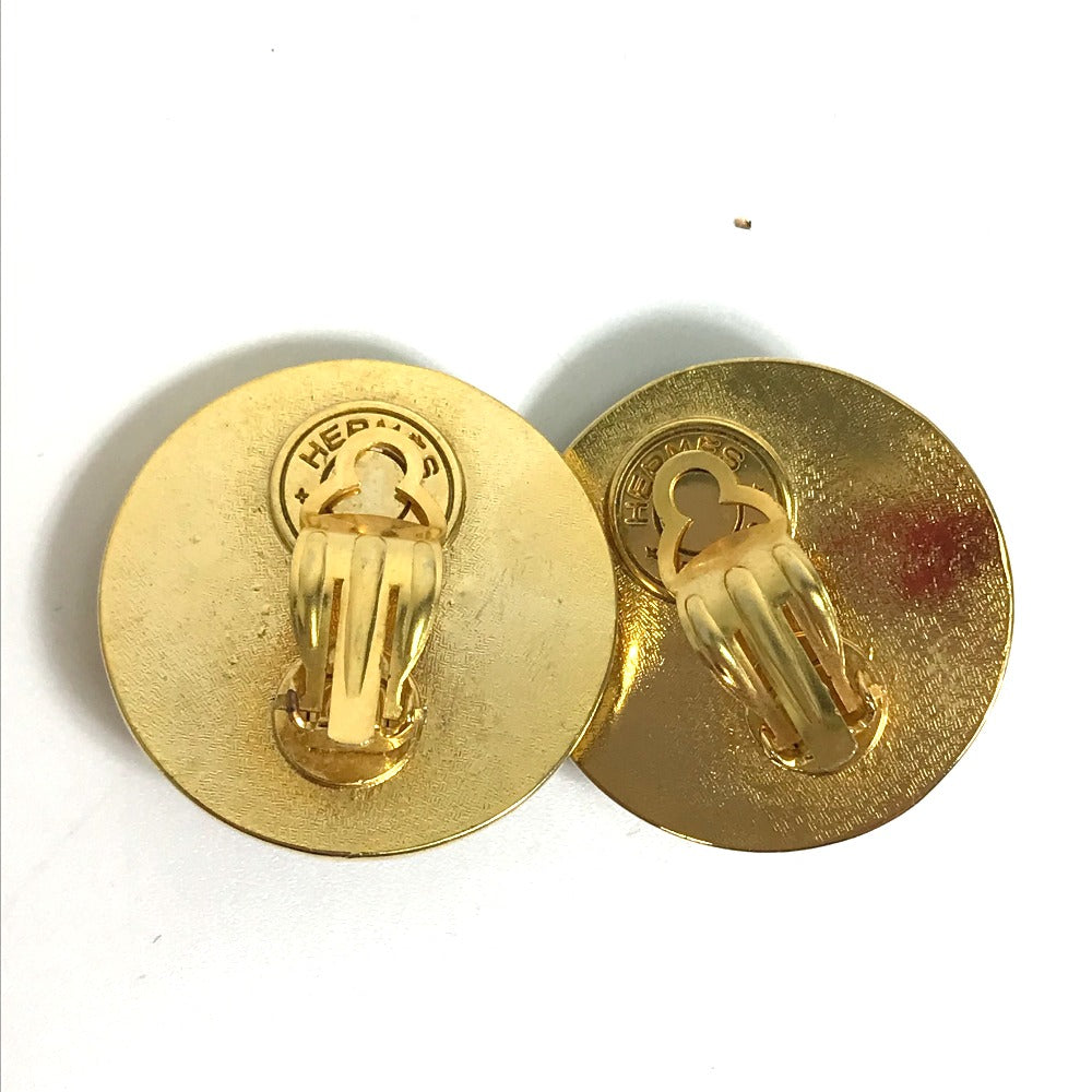 HERMES Earring Gold Plated Gold x Multicolor Round type Accessory Women Used Authentic