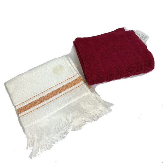 HERMES towel cotton white Face towel labyrinth unisex(Unisex) Used Authentic