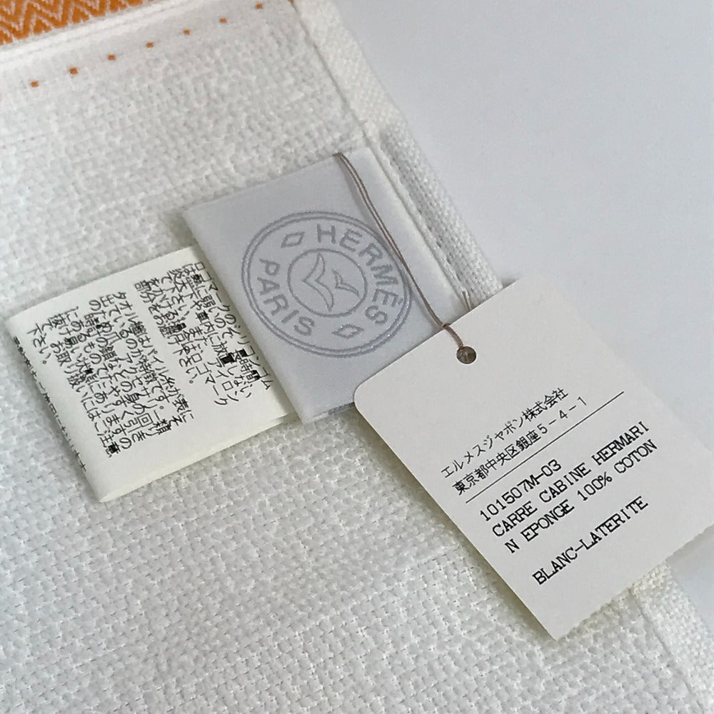 HERMES towel cotton white Face towel labyrinth unisex(Unisex) Used Authentic