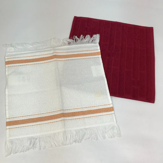HERMES towel cotton white Face towel labyrinth unisex(Unisex) Used Authentic
