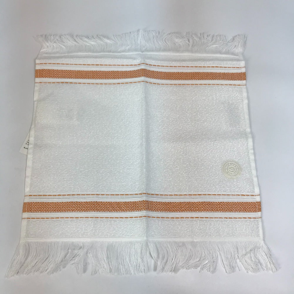 HERMES towel cotton white Face towel labyrinth unisex(Unisex) Used Authentic