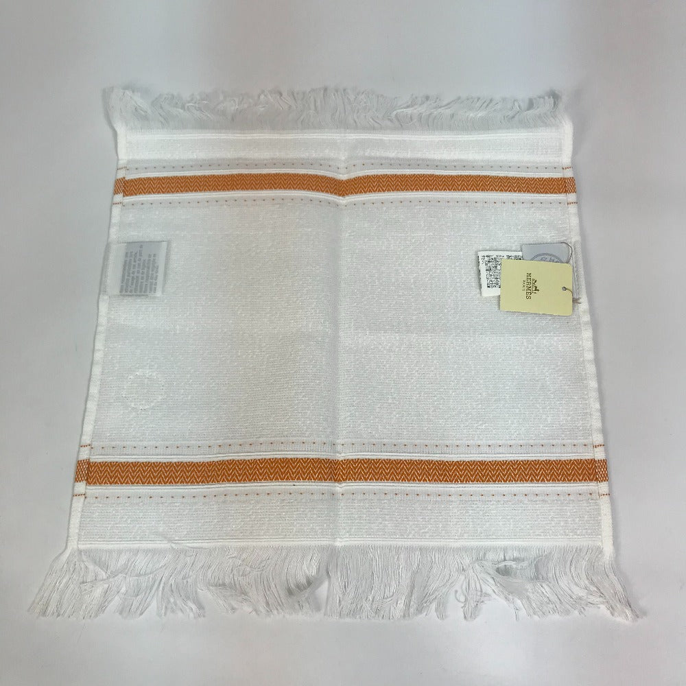 HERMES towel cotton white Face towel labyrinth unisex(Unisex) Used Authentic