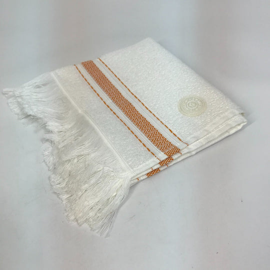 HERMES towel cotton white Face towel labyrinth unisex(Unisex) Used Authentic
