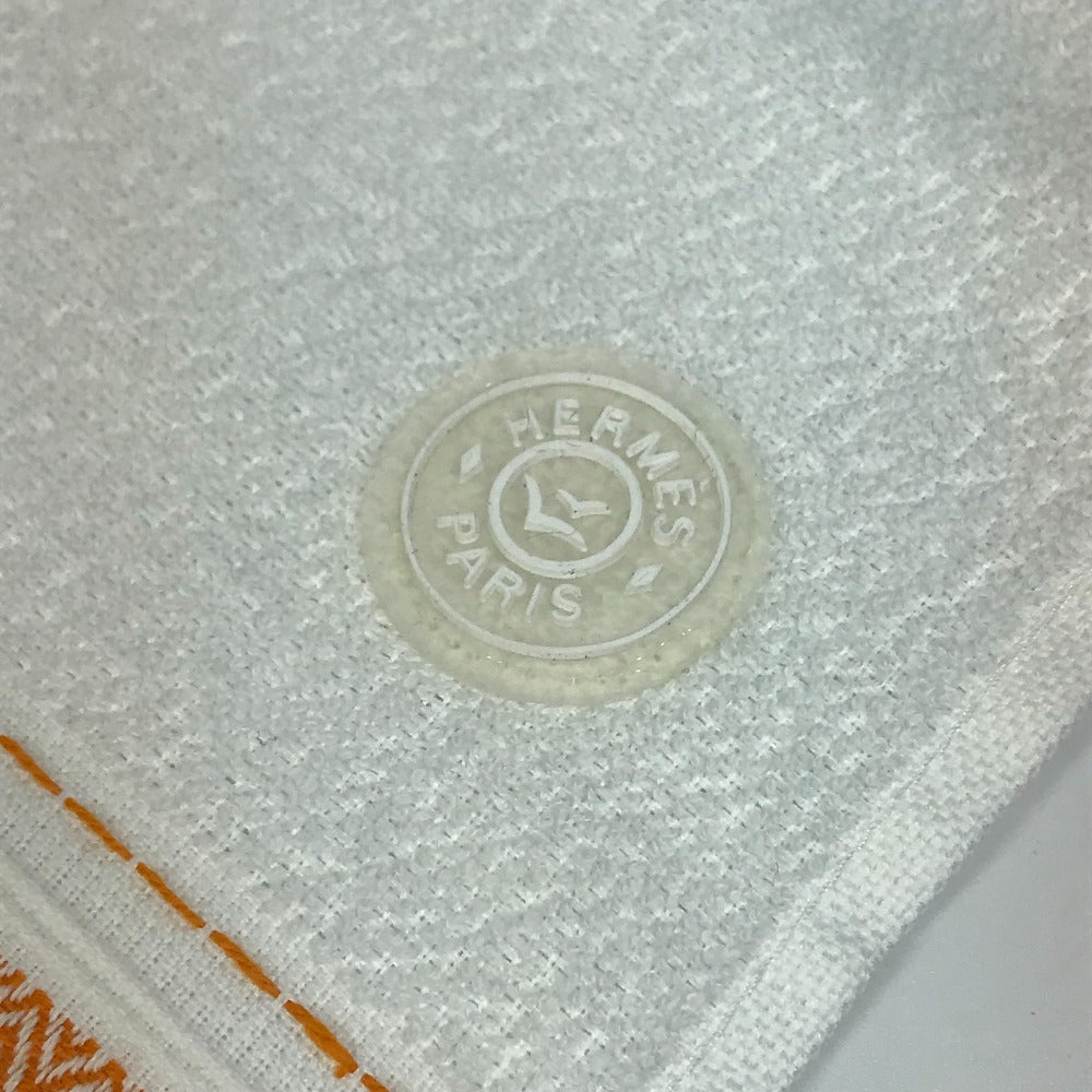 HERMES towel cotton white Face towel labyrinth unisex(Unisex) Used Authentic