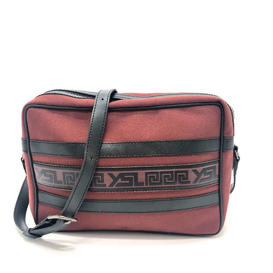 YVES SAINT LAURENT Shoulder Bag Canvas / leather Red logo Shoulder bag/logo unisex(Unisex) Used Authentic