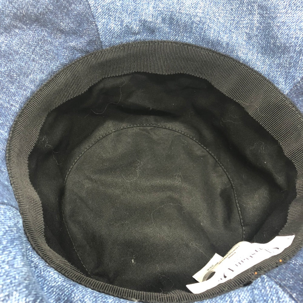 Dior hat 11DPD923A130 denim blue logo patchwork Bucket hat Women 56 Used Authentic