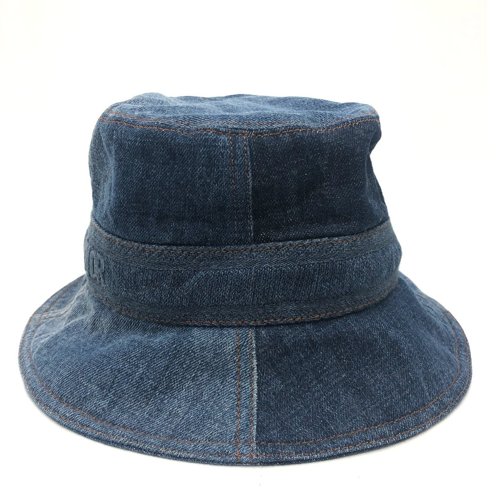 Dior hat 11DPD923A130 denim blue logo patchwork Bucket hat Women 56 Used Authentic