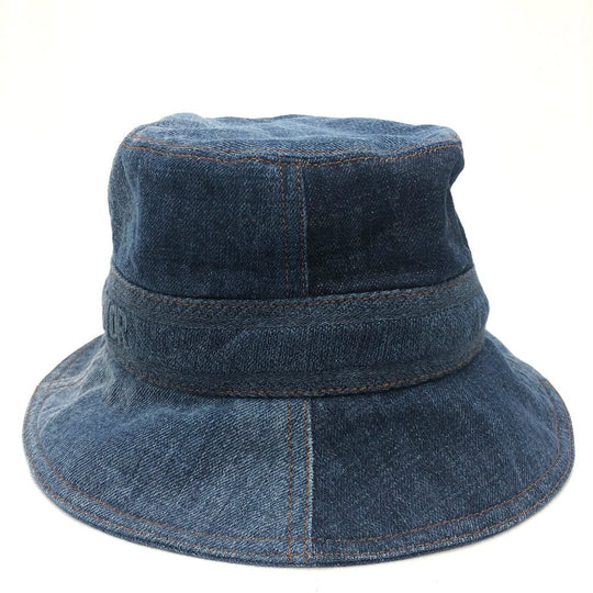 Dior hat 11DPD923A130 denim blue logo patchwork Bucket hat Women 56 Used Authentic