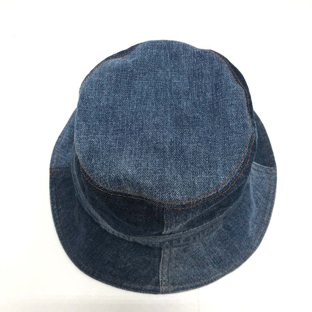 Dior hat 11DPD923A130 denim blue logo patchwork Bucket hat Women 56 Used Authentic