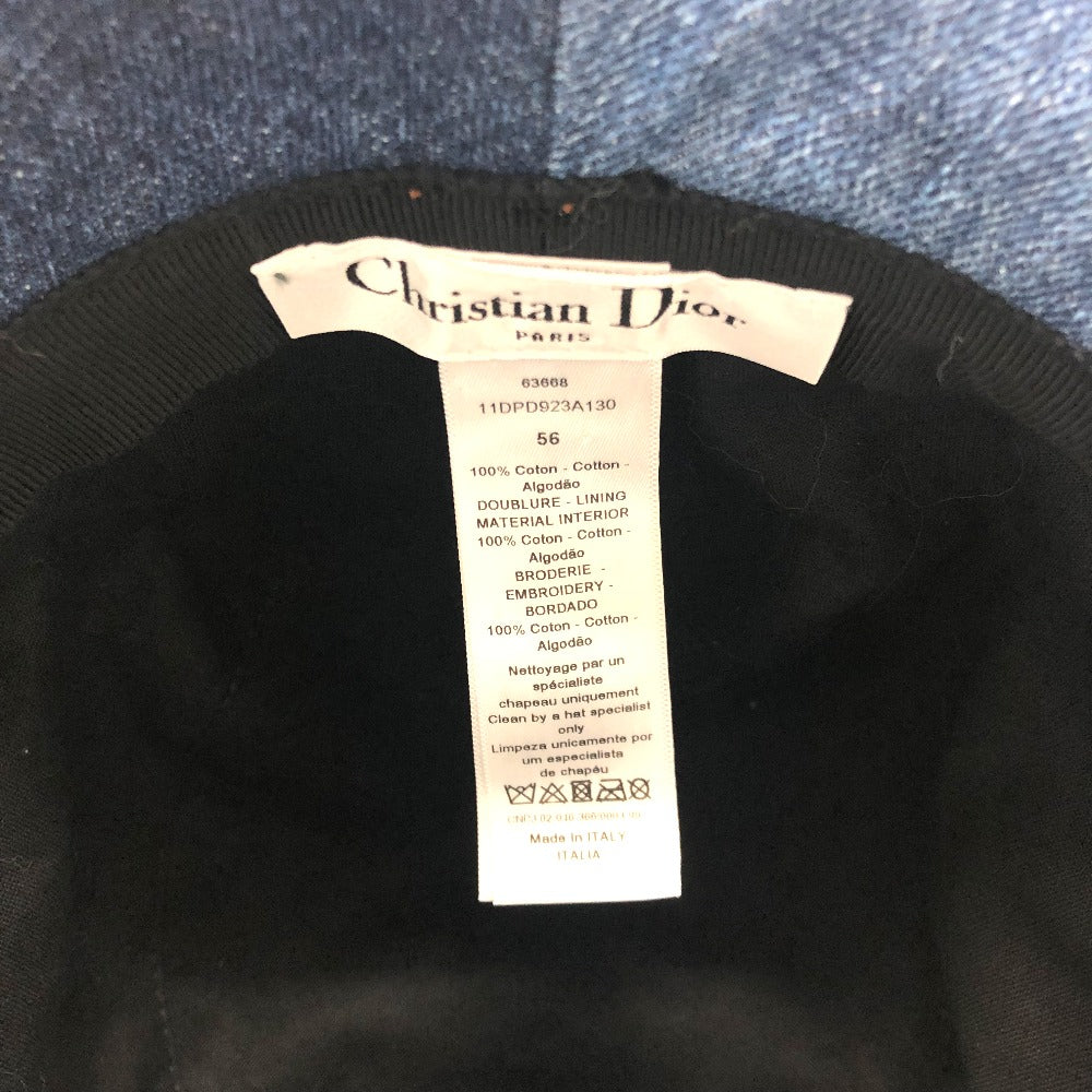 Dior hat 11DPD923A130 denim blue logo patchwork Bucket hat Women 56 Used Authentic