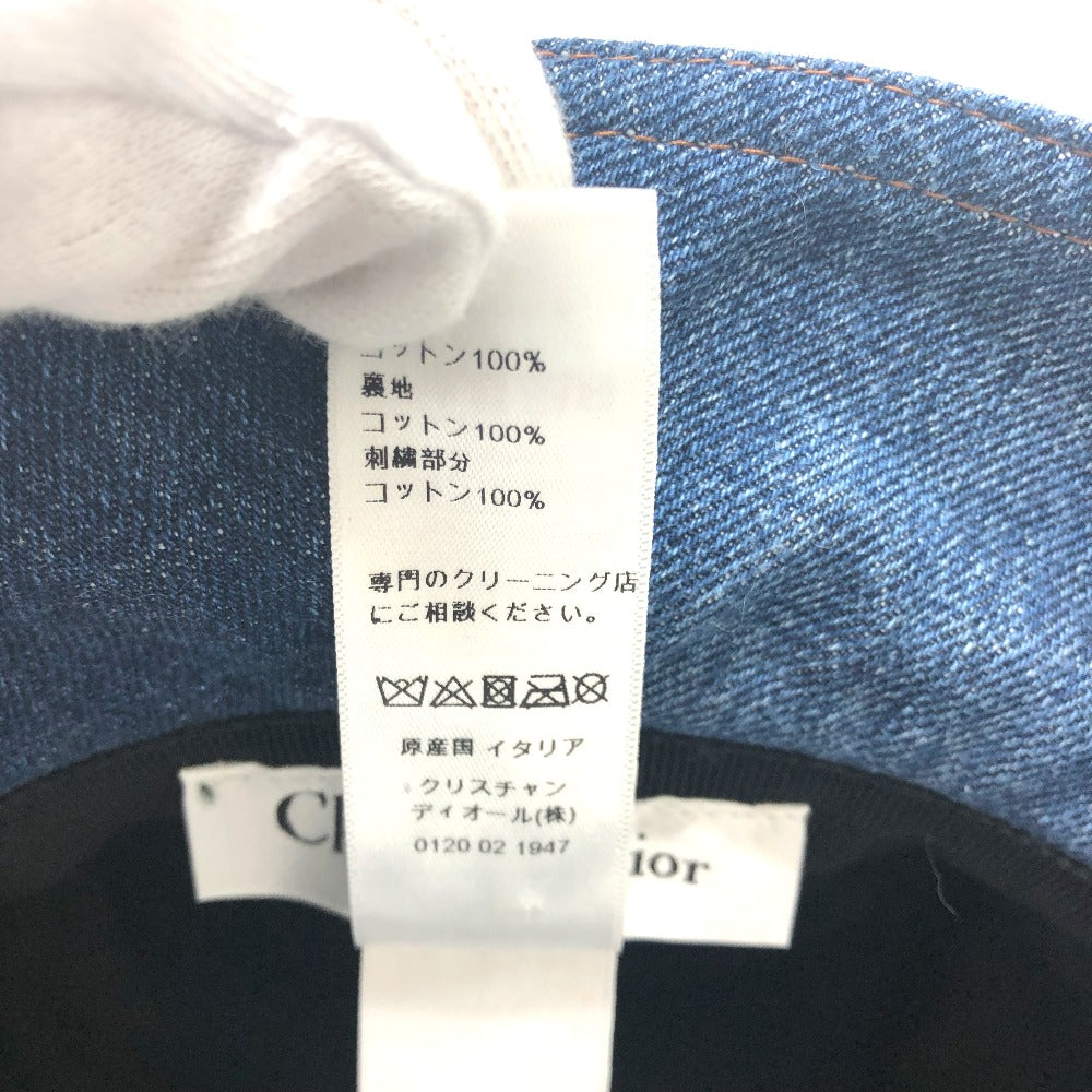 Dior hat 11DPD923A130 denim blue logo patchwork Bucket hat Women 56 Used Authentic