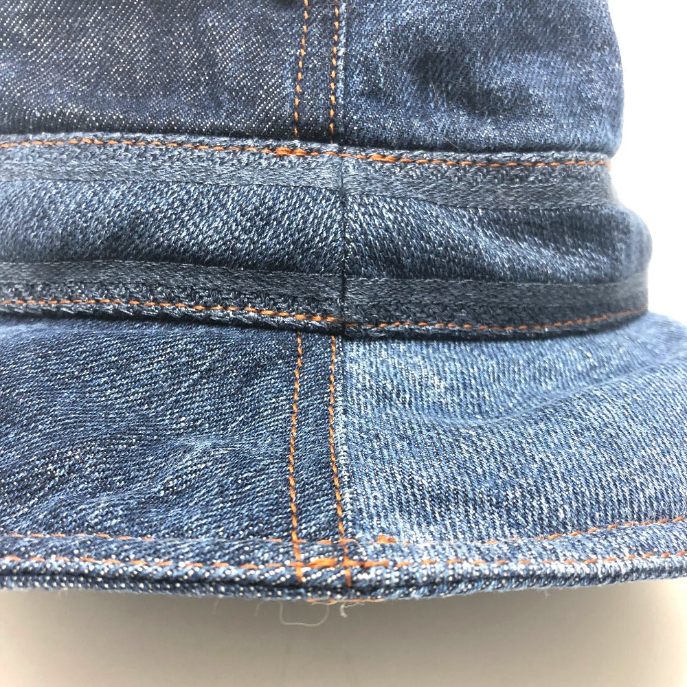 Dior hat 11DPD923A130 denim blue logo patchwork Bucket hat Women 56 Used Authentic