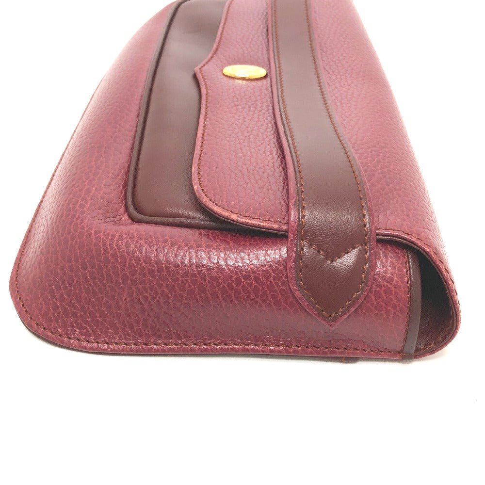 CARTIER Clutch bag leather wine-red Clutch bag Must Line Women Used Authentic