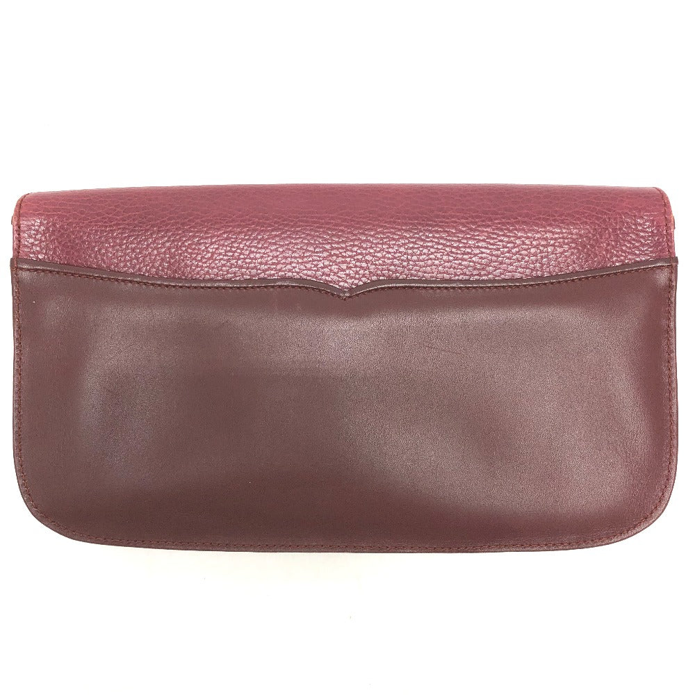 CARTIER Clutch bag leather wine-red Clutch bag Must Line Women Used Authentic