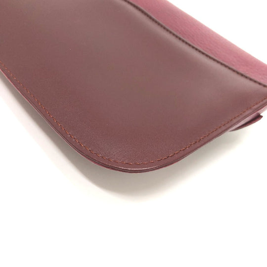 CARTIER Clutch bag leather wine-red Clutch bag Must Line Women Used Authentic