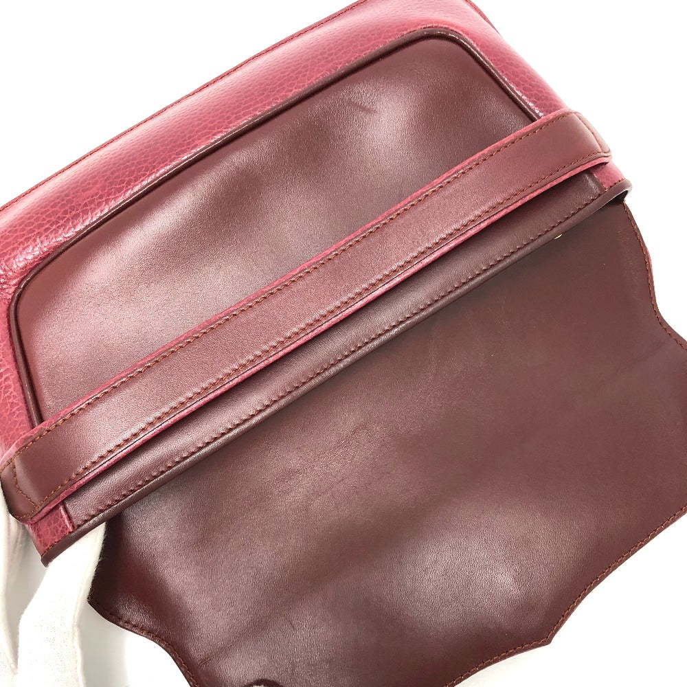 CARTIER Clutch bag leather wine-red Clutch bag Must Line Women Used Authentic