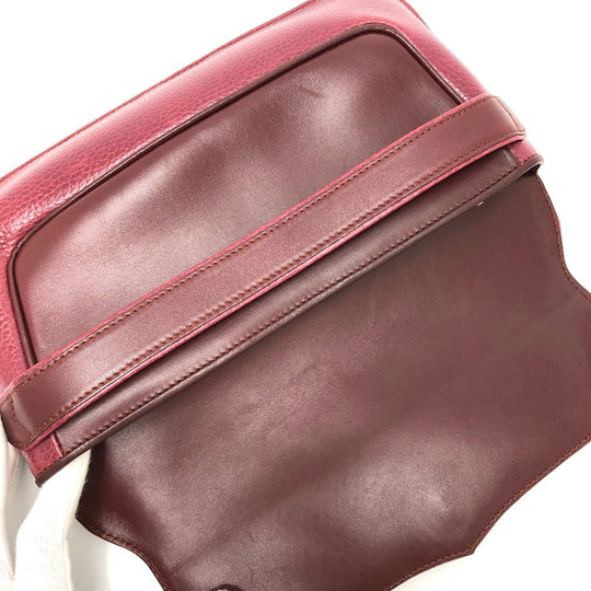 CARTIER Clutch bag leather wine-red Clutch bag Must Line Women Used Authentic
