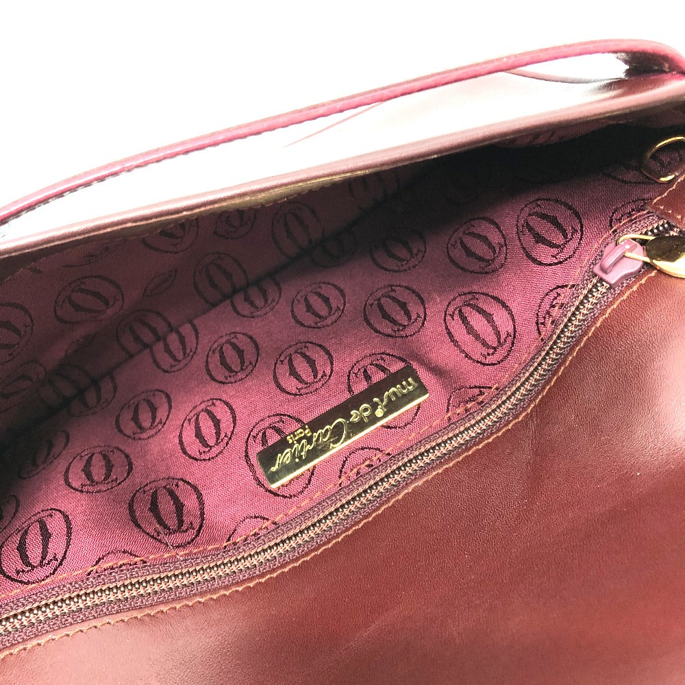 CARTIER Clutch bag leather wine-red Clutch bag Must Line Women Used Authentic