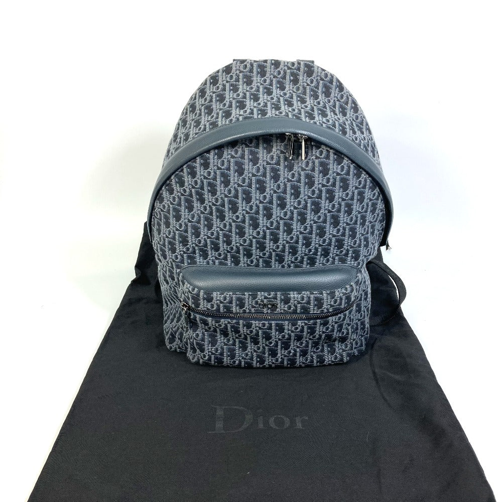 Dior Backpack Canvas / leather Navy Trotter Oblique Backpack mens Used Authentic