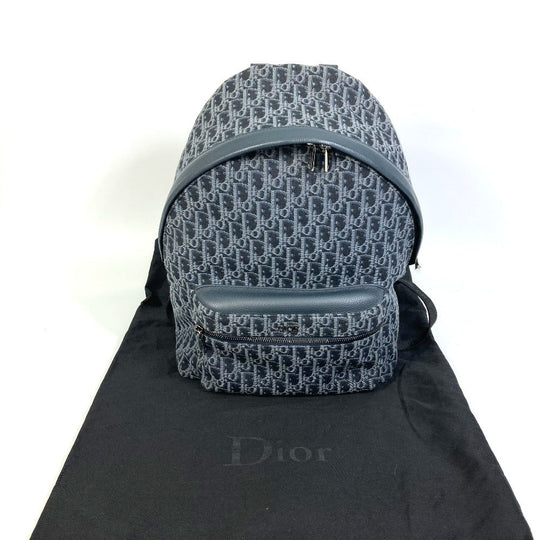 Dior Backpack Canvas / leather Navy Trotter Oblique Backpack mens Used Authentic